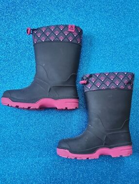 Kamik Black and Pink Patterned Kids Boots 12